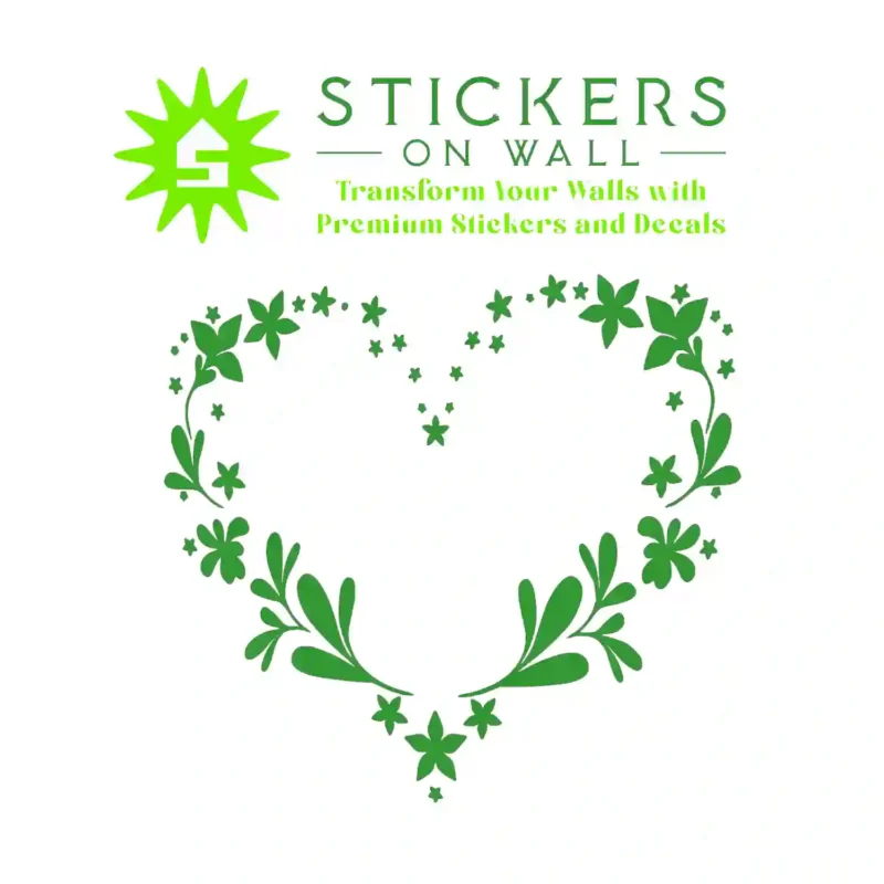 Floral Heart Wall Stickers Mid Green | Stickers on Wall