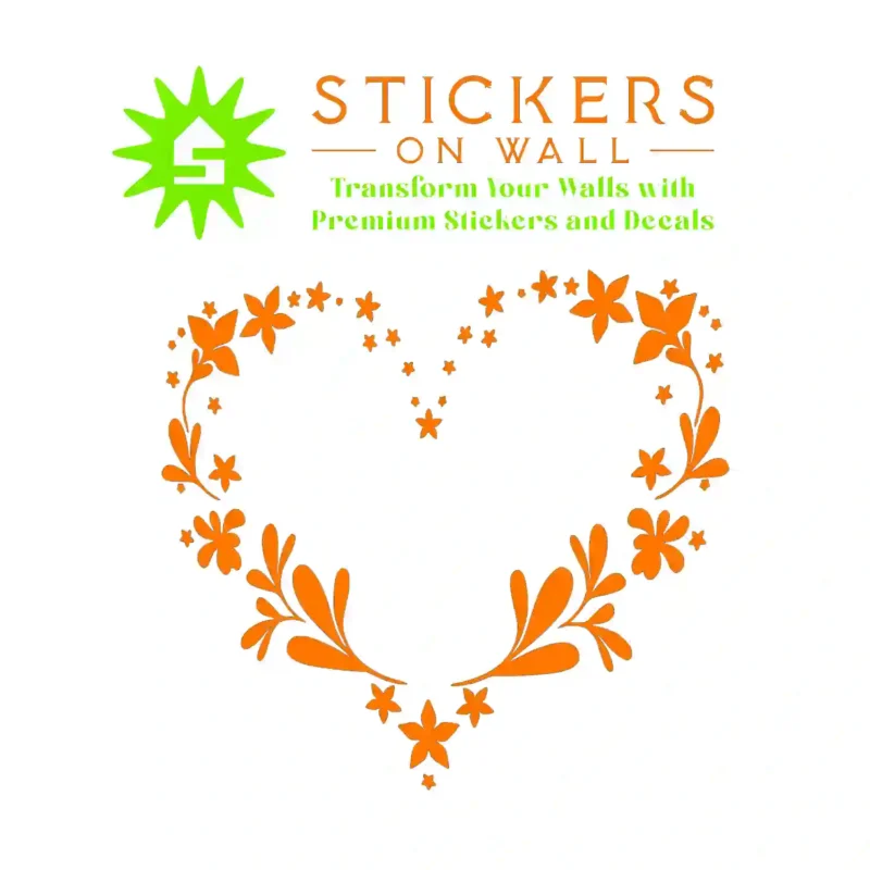 Floral Heart Wall Stickers Orange | Stickers on Wall
