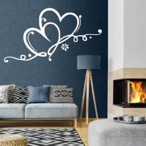 Floral Hearts Wall Stickers White