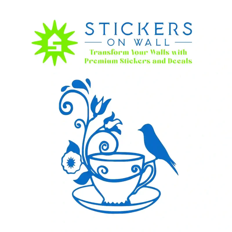 Floral Tea Wall Stickers Azure Blue | Stickers on Wall
