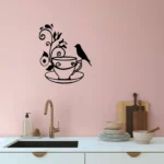 Floral Tea Wall Stickers Dark Black | Stickers on Wall