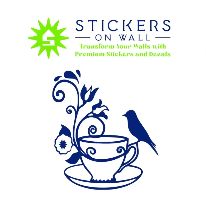 Floral Tea Wall Stickers Medium Blue | Stickers on Wall