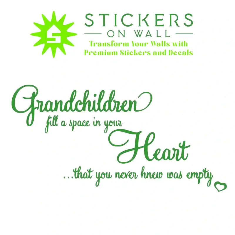 Grandchildren Heart Wall Stickers Mid Green | Stickers on Wall