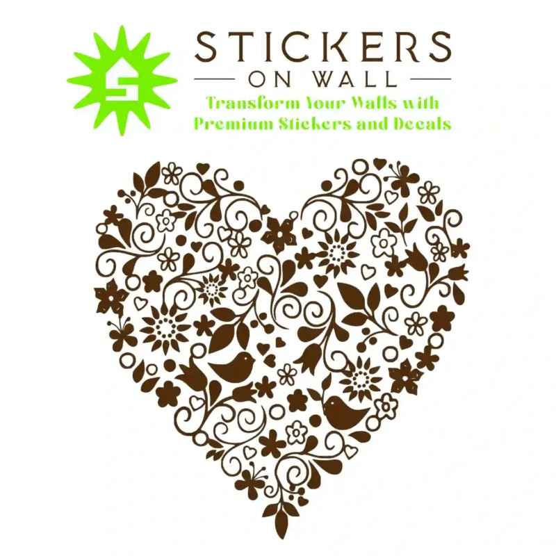 Heart Floral Wall Stickers Brown | Stickers on Wall