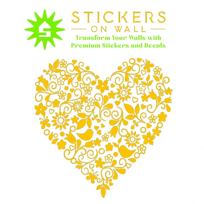 Heart Floral Wall Stickers Golden Yellow | Stickers on Wall