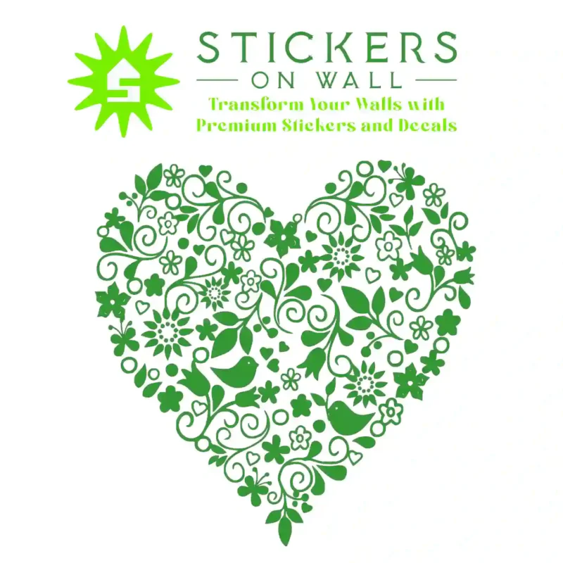 Heart Floral Wall Stickers Mid Green | Stickers on Wall