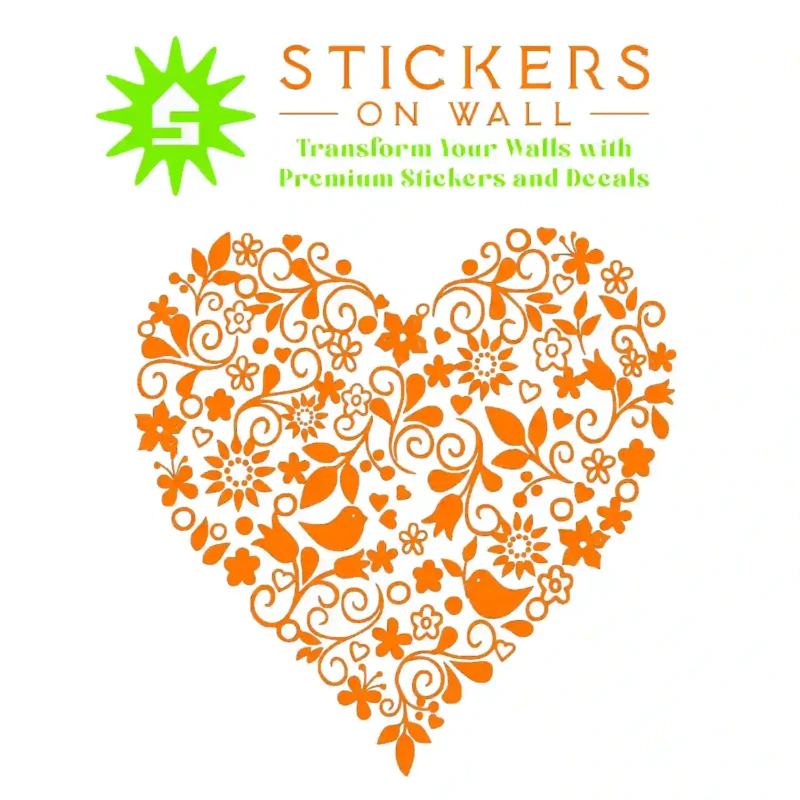 Heart Floral Wall Stickers Orange | Stickers on Wall