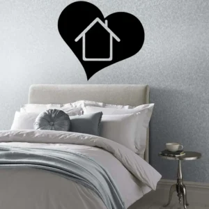 House Heart Wall Stickers Dark Black