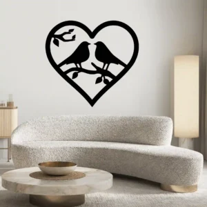 Lovebirds Heart Wall Stickers Dark Black