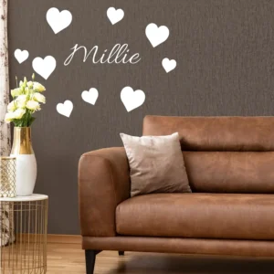 Name & Hearts Wall Stickers