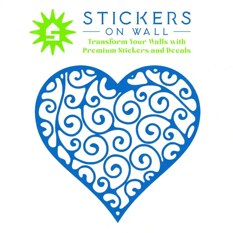 Scroll Heart Wall Stickers Azure Blue | Stickers on Wall