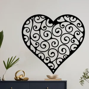 Scroll Heart Wall Stickers Dark Black