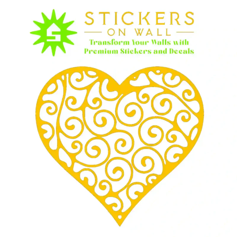 Scroll Heart Wall Stickers Golden Yellow | Stickers on Wall