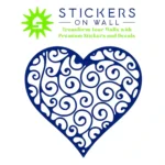 Scroll Heart Wall Stickers Medium Blue | Stickers on Wall