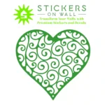 Scroll Heart Wall Stickers Mid Green | Stickers on Wall