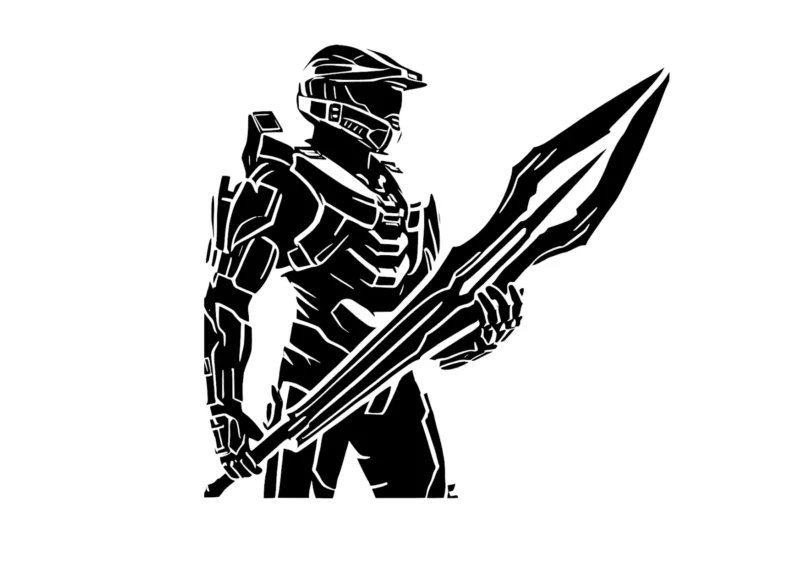 Halo Master Chief with Sword | Stickers on Wall