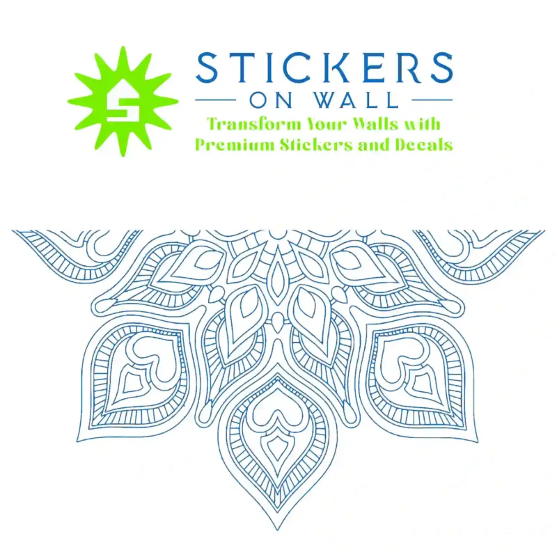 Half Mandala Teardrop Stickers Azure Blue | Stickers on Wall