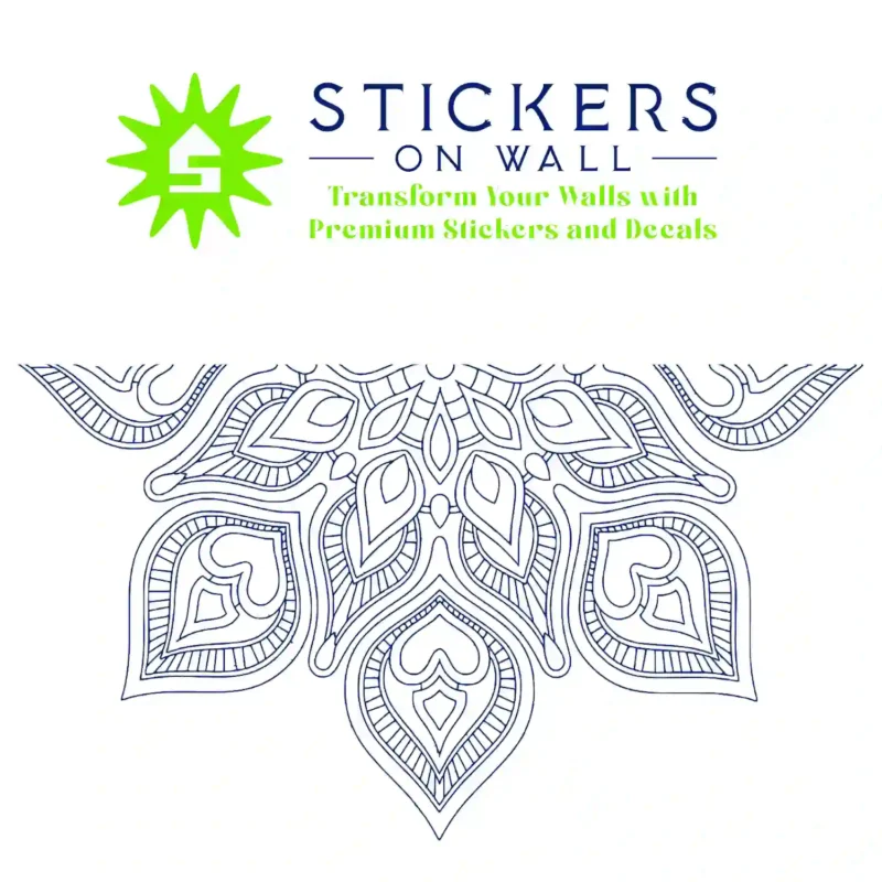 Half Mandala Teardrop Stickers Medium Blue | Stickers on Wall