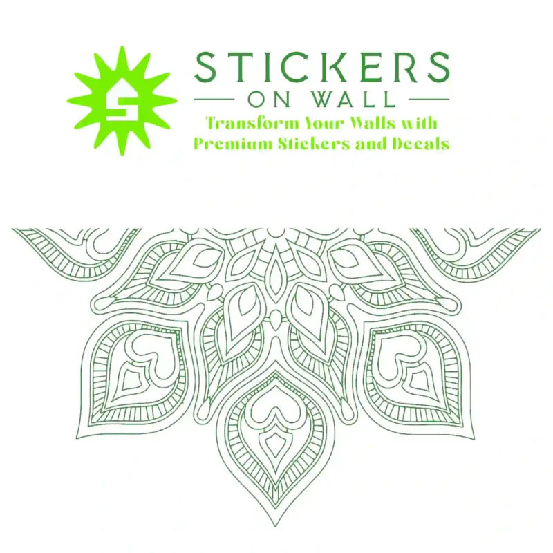 Half Mandala Teardrop Stickers Mid Green | Stickers on Wall