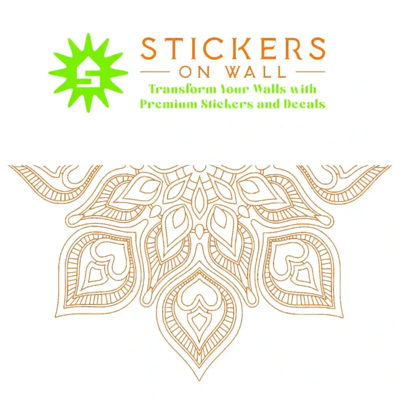 Half Mandala Teardrop Stickers Orange | Stickers on Wall