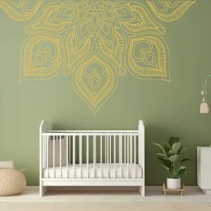 Half Mandala Teardrop Stickers Yellow Gold | Stickers on Wall