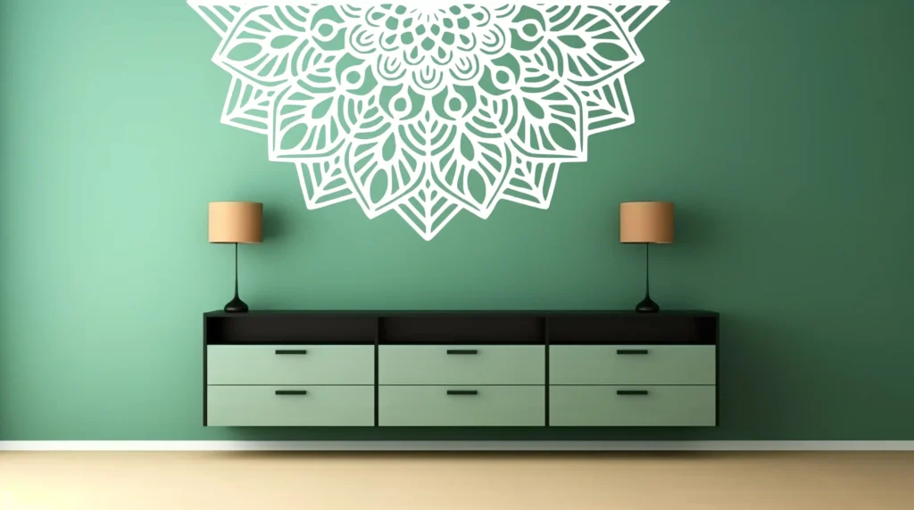 Mandala Half Design Wall Stickers White