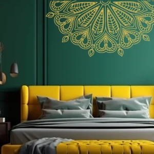 Mandala Half heart Wall Stickers Dark Gold | Stickers on Wall