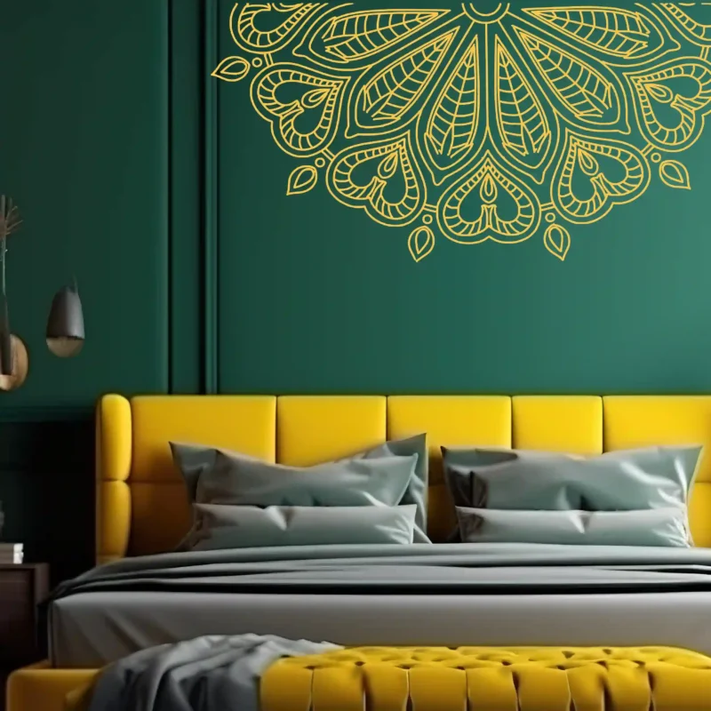 Mandala Half heart Wall Stickers Dark Gold | Stickers on Wall