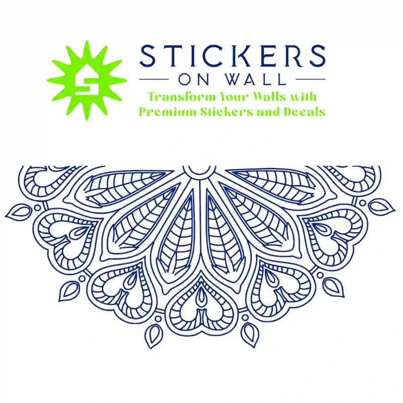 Mandala Half heart Wall Stickers Medium Blue | Stickers on Wall