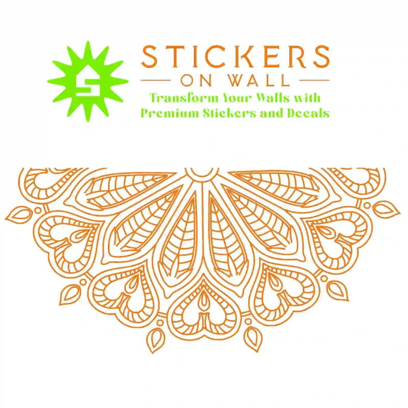 Mandala Half heart Wall Stickers Orange | Stickers on Wall