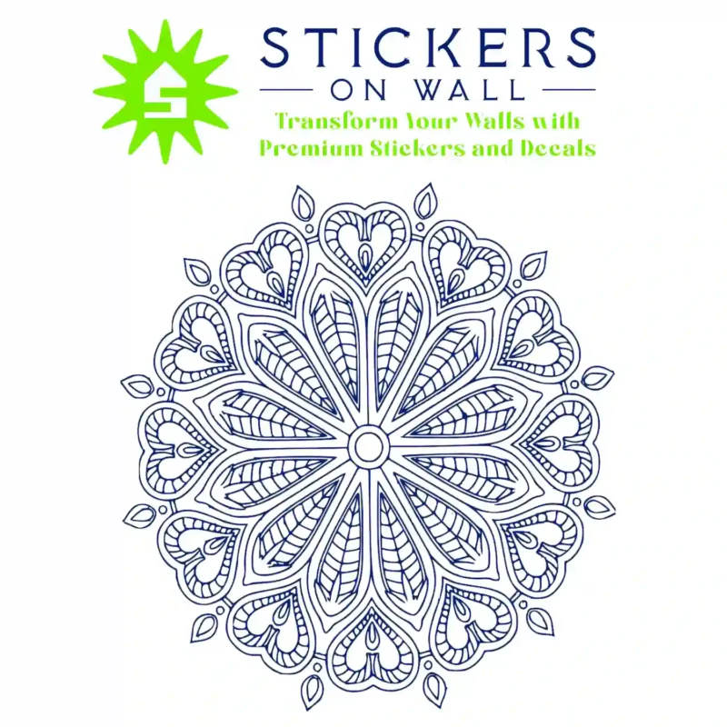 Mandala Heart Wall Stickers Medium Blue | Stickers on Wall