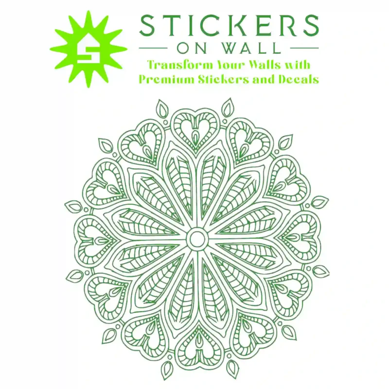 Mandala Heart Wall Stickers Mid Green | Stickers on Wall