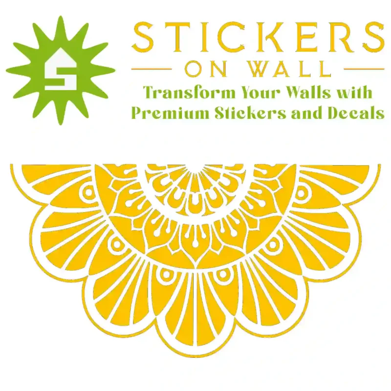 Fan Mandala Wall Sticker Golden Yellow | Stickers on Wall