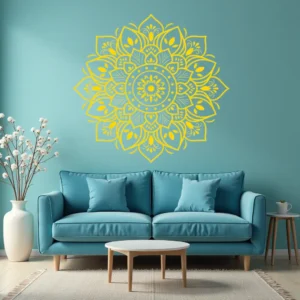 Lotus Mandala Wall Sticker Golden