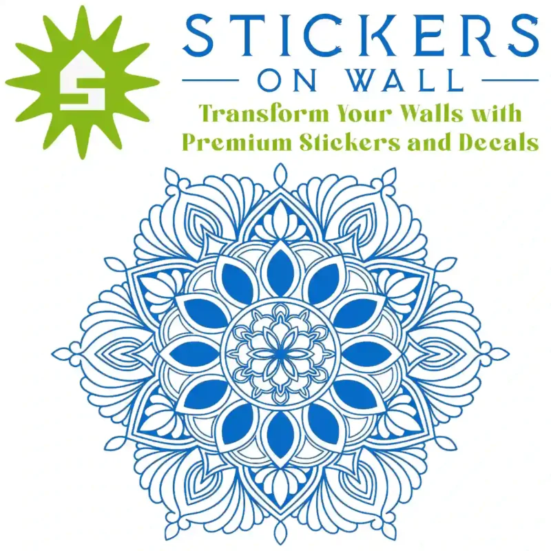 Moroccan Bloom Mandala Wall Sticker Azure Blue | Stickers on Wall