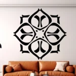 Black Moroccan Quatrefoil Wall Sticker Above a Tan Leather Sofa on a Light Wall | Stickers on Wall Black Moroccan Quatrefoil Wall Sticker Above a Tan Leather Sofa on a Light Wall | Stickers on Wall