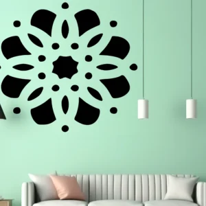 Moroccan Rosette Wall Sticker – Dark Black