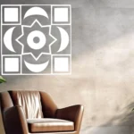 White Moroccan Moon Wall Sticker with Star and Crescent Tile Design on a Textured Grey Wall Above a Leather Armchair | Stickers on Wall
