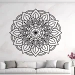 Black Moroccan Botanical Mandala Wall Sticker Centered Above a White Sofa on a Light Wall | Stickers on Wall Black Moroccan Botanical Mandala Wall Sticker Centered Above a White Sofa on a Light Wall | Stickers on Wall