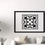 Framed Moroccan Tile Wall Sticker Design Above a White Sofa in a Minimalist Living Room | Stickers on Wall Framed Moroccan Tile Wall Sticker Design Above a White Sofa in a Minimalist Living Room | Stickers on Wall