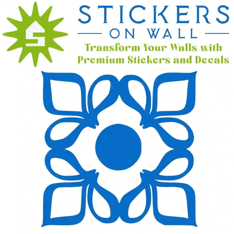 Moroccan Four petal Wall Sticker Azure Blue | Stickers on Wall