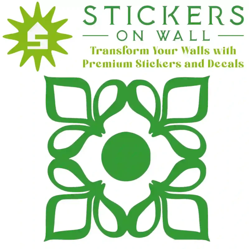 Moroccan Four petal Wall Sticker Mid Green | Stickers on Wall