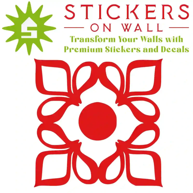 Moroccan Four petal Wall Sticker Red | Stickers on Wall