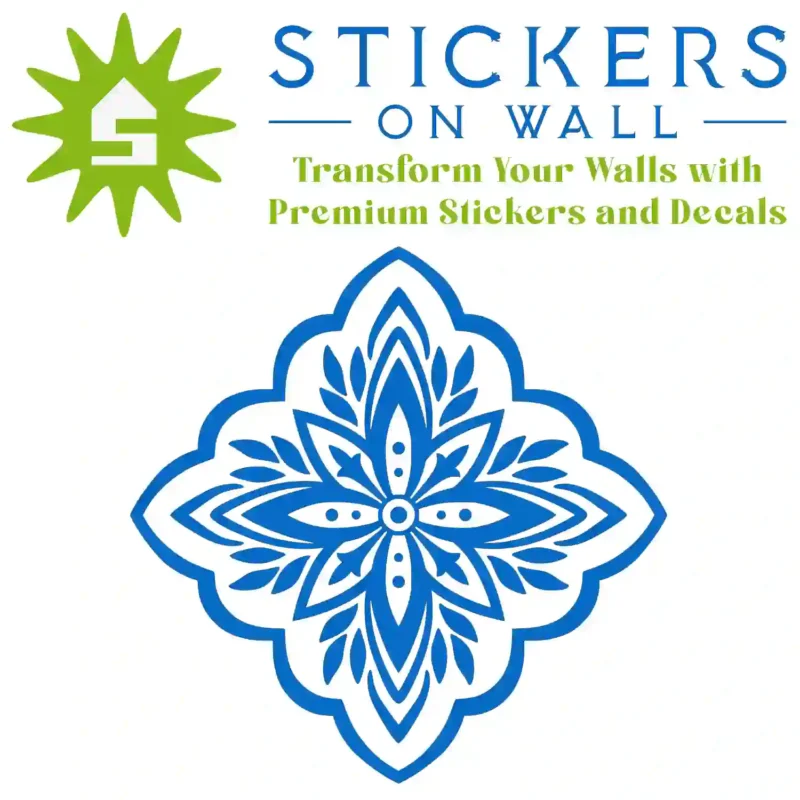 Moroccan Leaf Wall Sticker Azure Blue | Stickers on Wall
