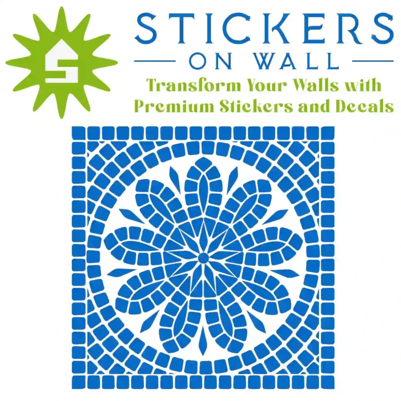 Mosaic Rosette Wall Sticker Azure Blue | Stickers on Wall