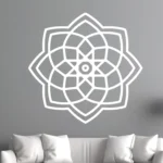 White Moroccan Knotwork Rosette Wall Sticker on a Light Gray Wall Above a White Sofa with White Pillows | Stickers on Wall White Moroccan Knotwork Rosette Wall Sticker on a Light Gray Wall Above a White Sofa with White Pillows | Stickers on Wall