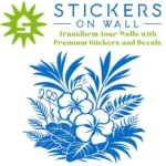 Hibiscus Tropical Wall Sticker Azure Blue | Stickers on Wall