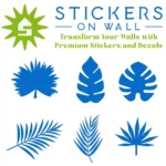 Jungle Leaf Sticker Set Azure Blue | Stickers on Wall