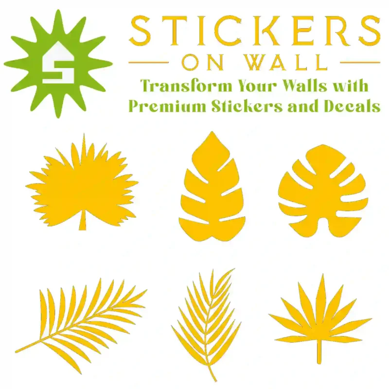 Jungle Leaf Sticker Set Golden Yellow | Stickers on Wall
