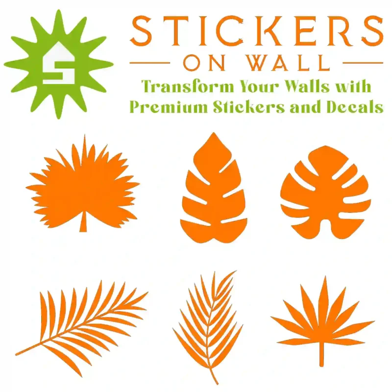 Jungle Leaf Sticker Set Orange | Stickers on Wall